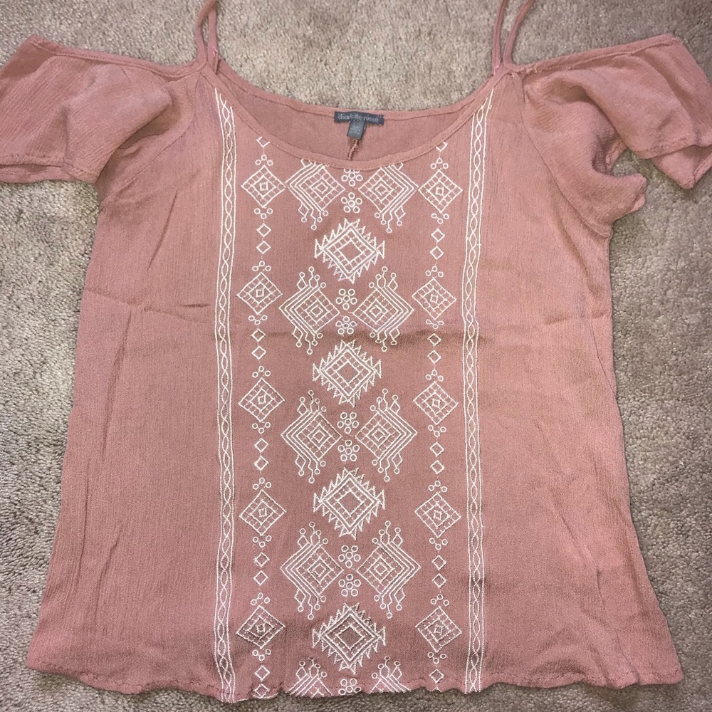 Dusty rose off the shoulder top